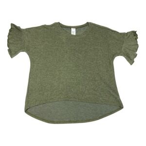 Melrose and Market Women's XL‎ Green Ruffle Sleeve Hi-Lo Hem Casual Tunic Top